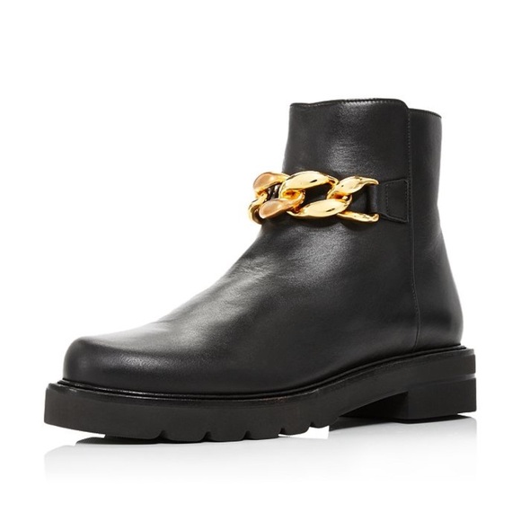 Stuart Weitzman Black Gold Chain Lift Boots - Picture 1 of 11